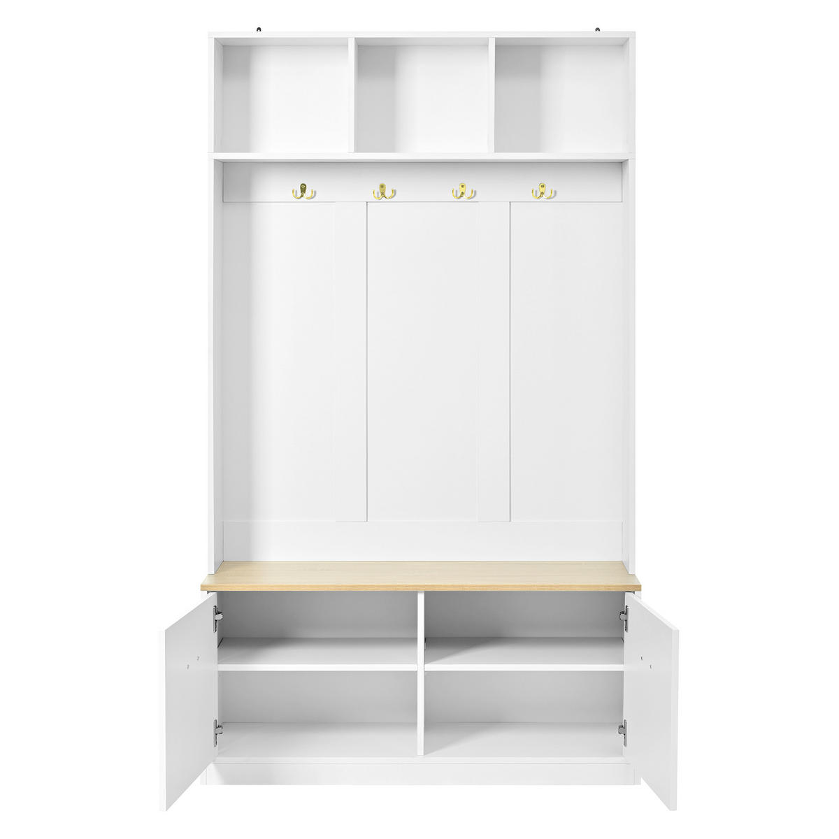 GARDEROBE holzoptik weiß sitzbank stauraum - Weiß, Holzwerkstoff (105/180/40cm) - Urban Meuble