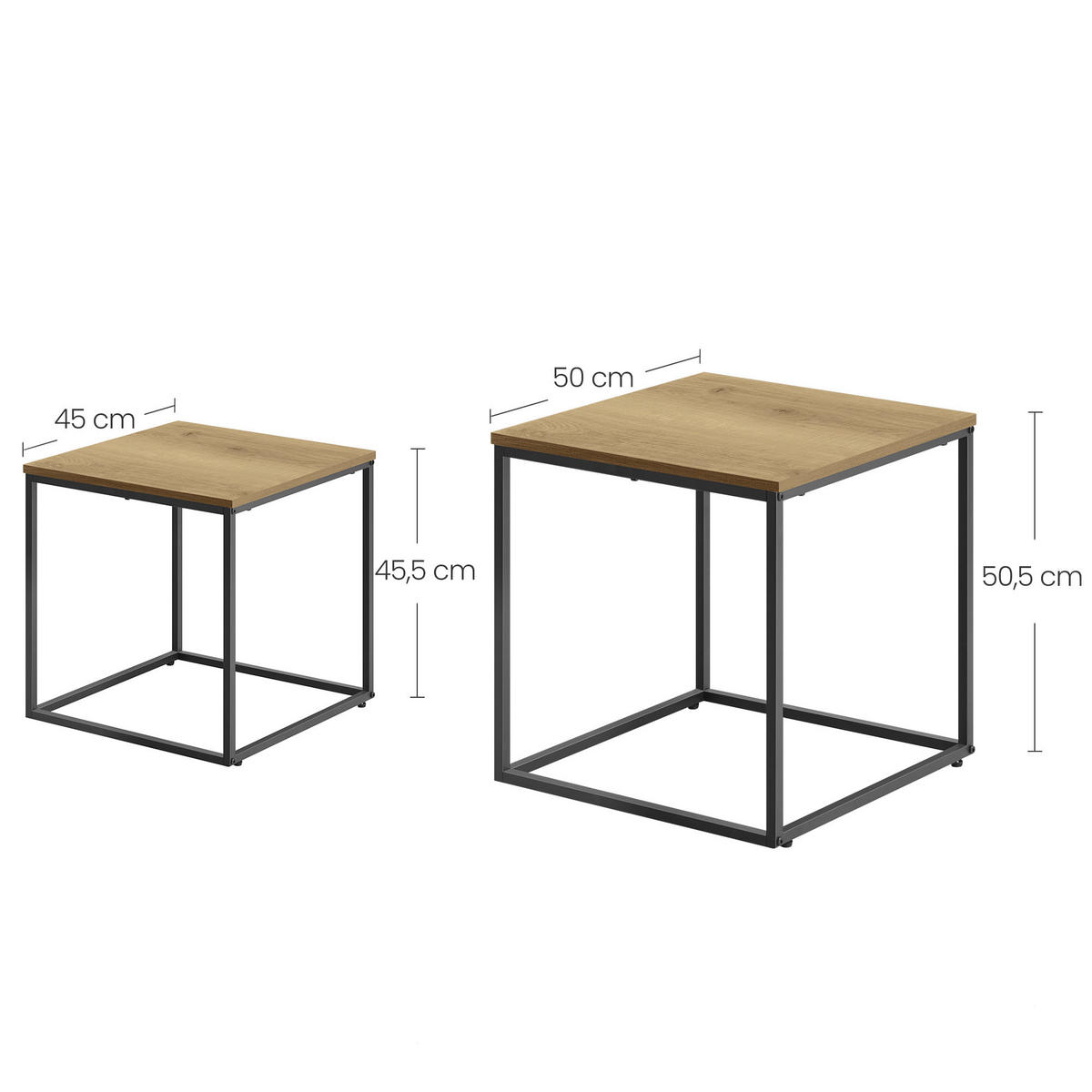 COUCHTISCH 2er Set quadratisch - Eichefarben, Holzwerkstoff (50/50/50.5cm) - Mat-Haus