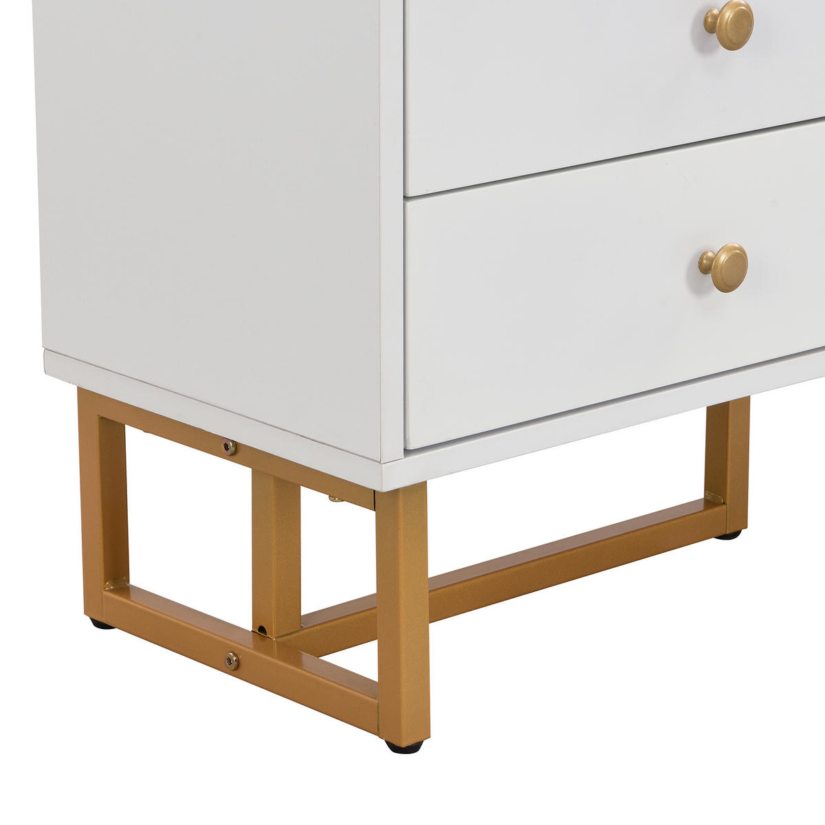 LOWBOARD in Weiß TV Schrank mit strukturierter Tür, Schubladen, goldenen Griffen und Füßen, B175/T30/H46cm - Goldfarben/Weiß, Holzwerkstoff/Metall (175/46/30cm) - STILVORA