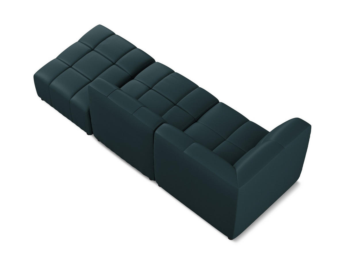 ECKSOFA Rechts Kunstleder Blau - Petrol/Schwarz, Holzwerkstoff/Kunststoff (240/90cm) - Makamii