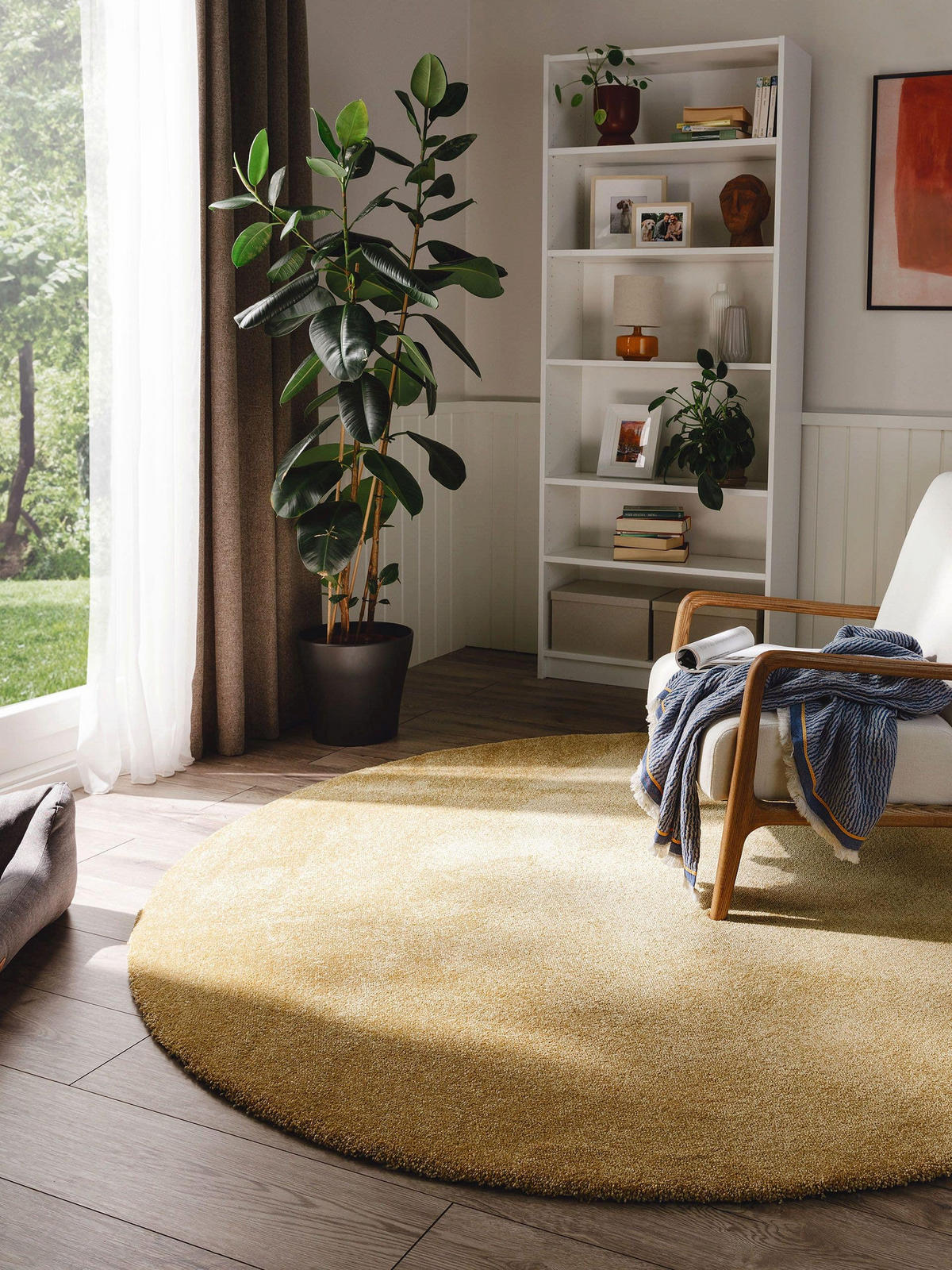 HOCHFLORTEPPICH Melvin waschbar ø 200 cm rund - Gelb, Kunststoff (200/200cm) - benuta Nest