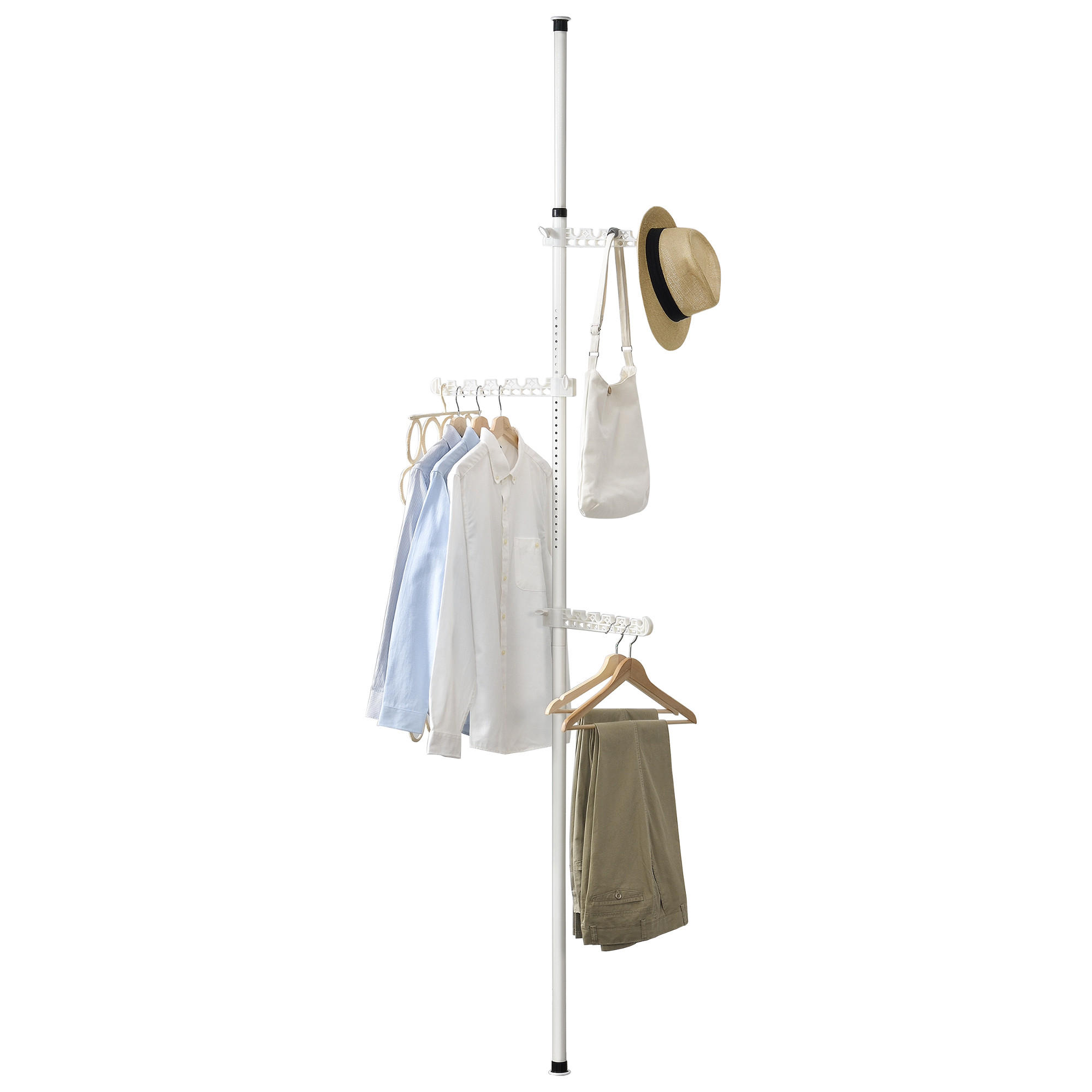 TELESKOPGARDEROBE - Weiß, Metall (30/305/1cm) - [en.casa]