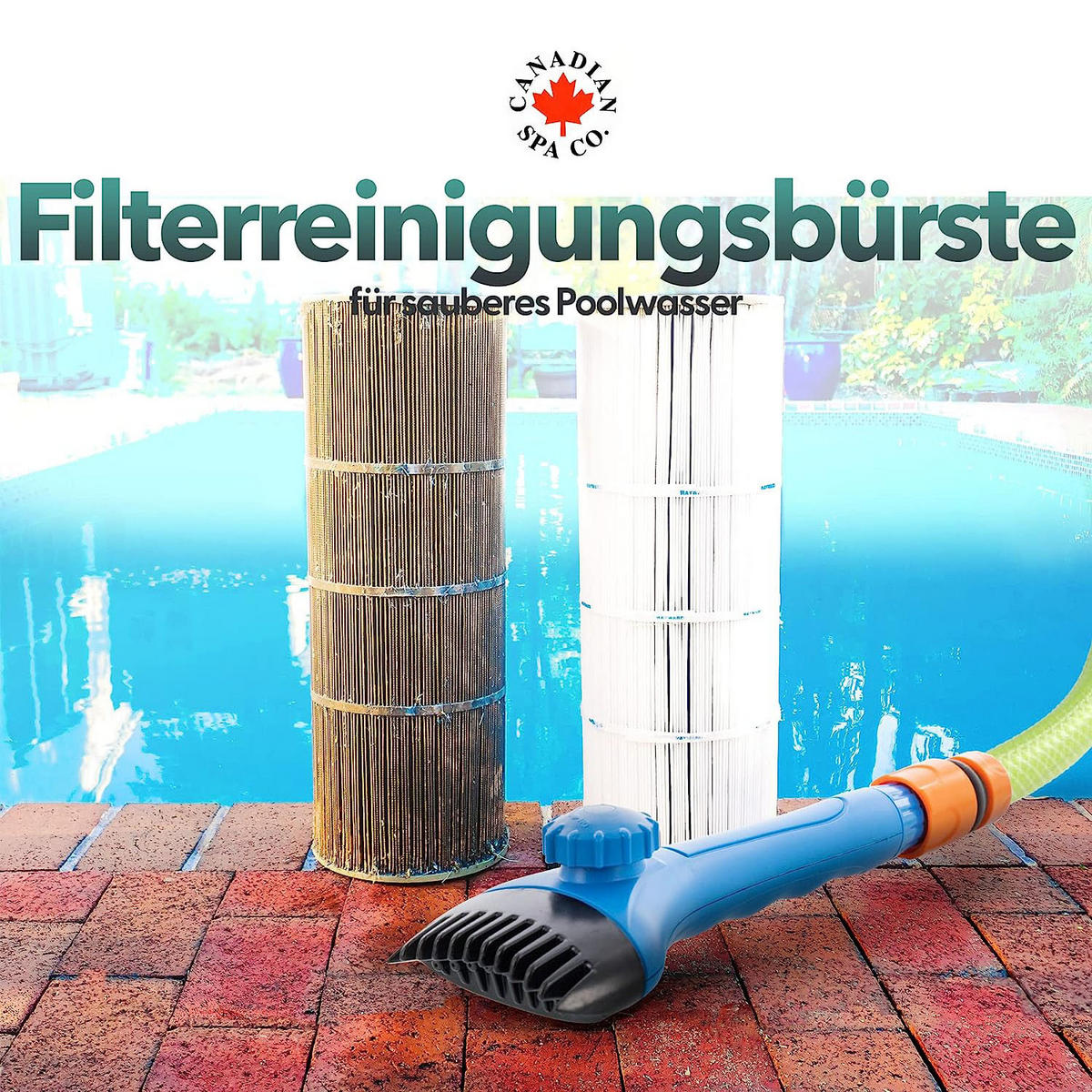 WHIRLPOOL-REINIGUNG Filter Reinigungsbürste mit Schlauchanschluss - Blau, Kunststoff (9.5/6.5/26cm) - Canadian Spa Company