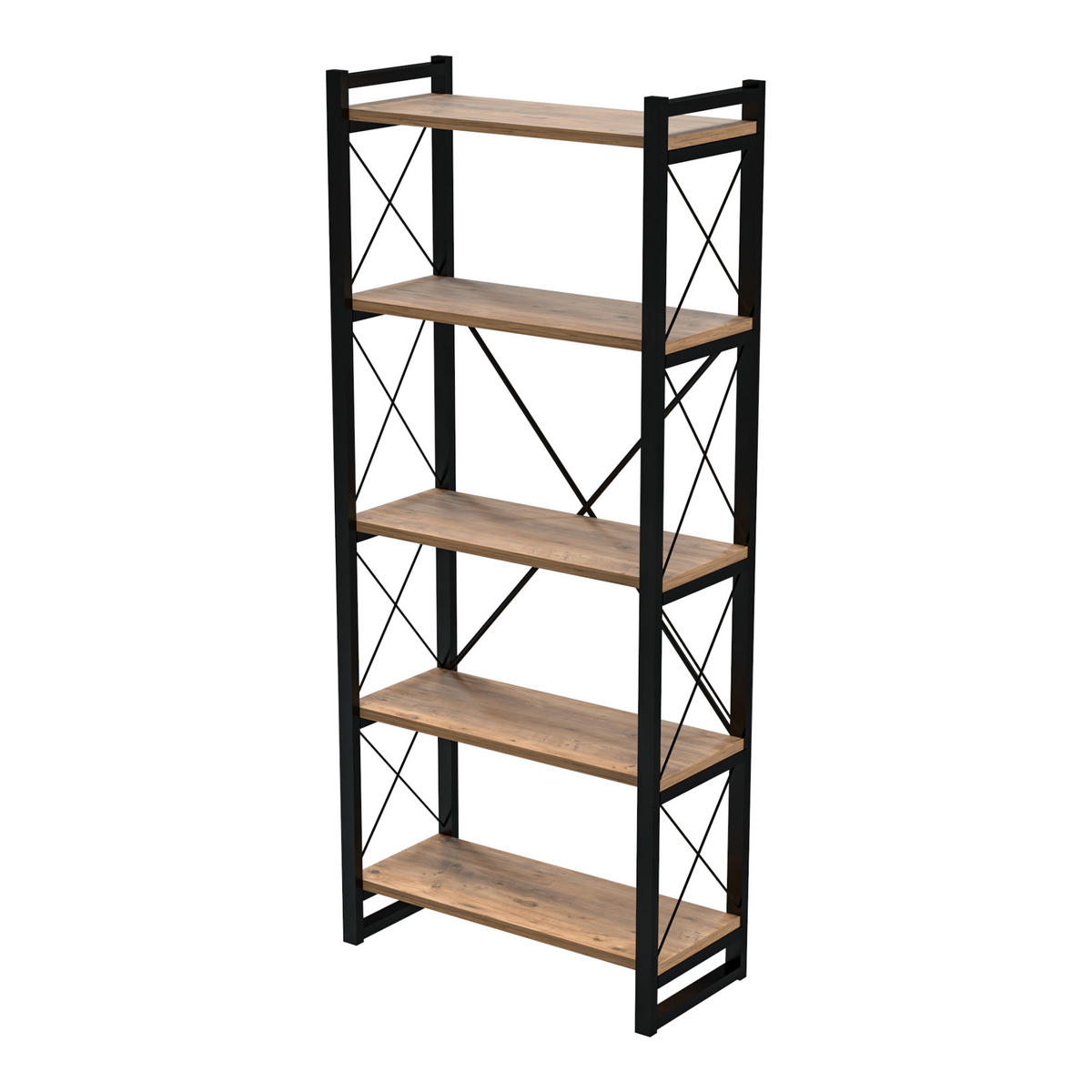 STANDREGAL Skørping - Schwarz/Braun, Holzwerkstoff/Metall (65/180/30cm) - [en.casa]