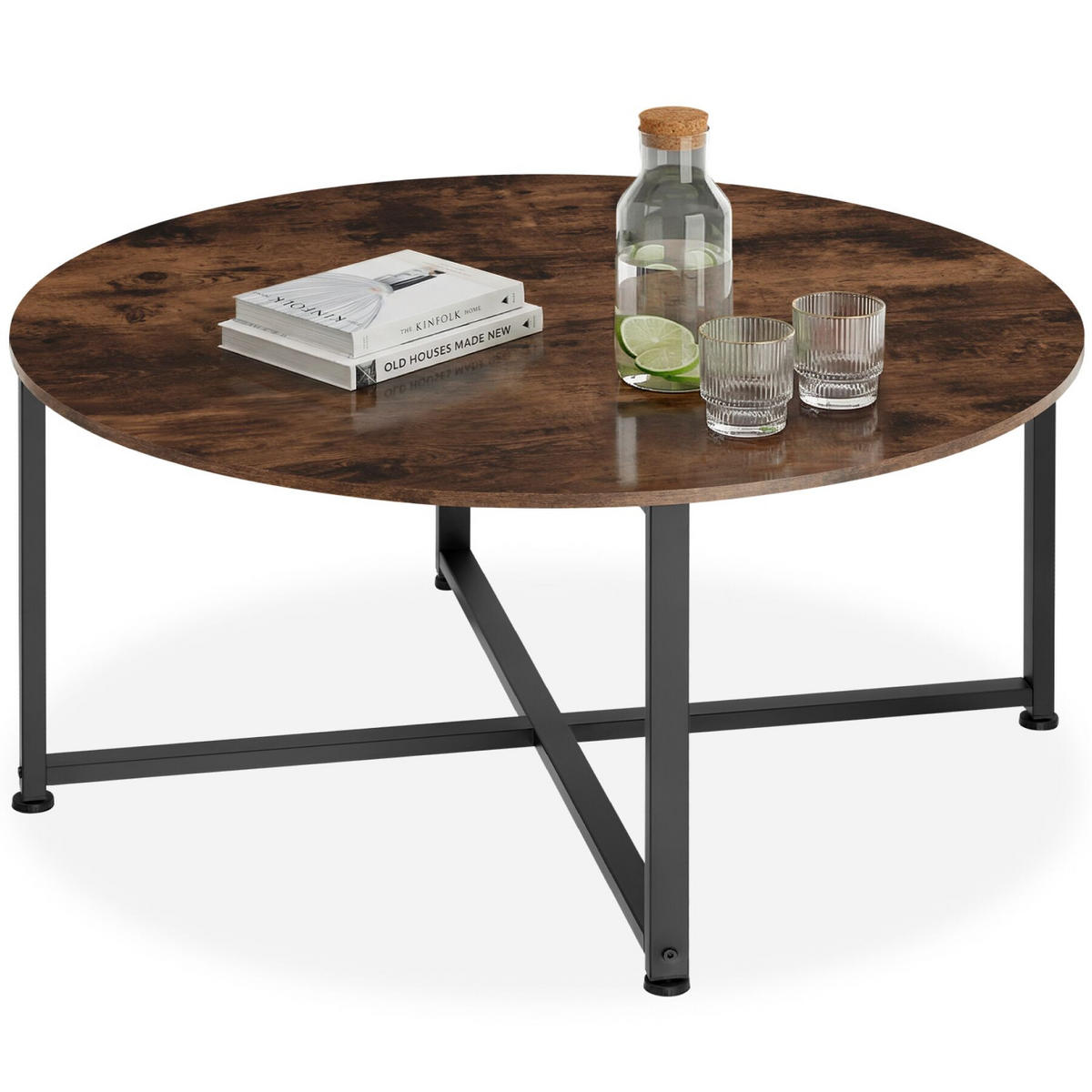COUCHTISCH Aberdeen, 88,5 x 47 cm, Industrial Holz dunkel, rustikal - Rostfarben, Holz (88.5/88.5/47cm) - tectake