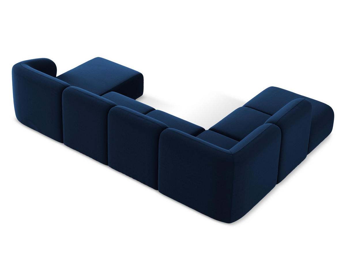 WOHNLANDSCHAFT Samt Stoff Blau - Türkis/Schwarz, Holzwerkstoff/Kunststoff (325/75/236cm) - Makamii