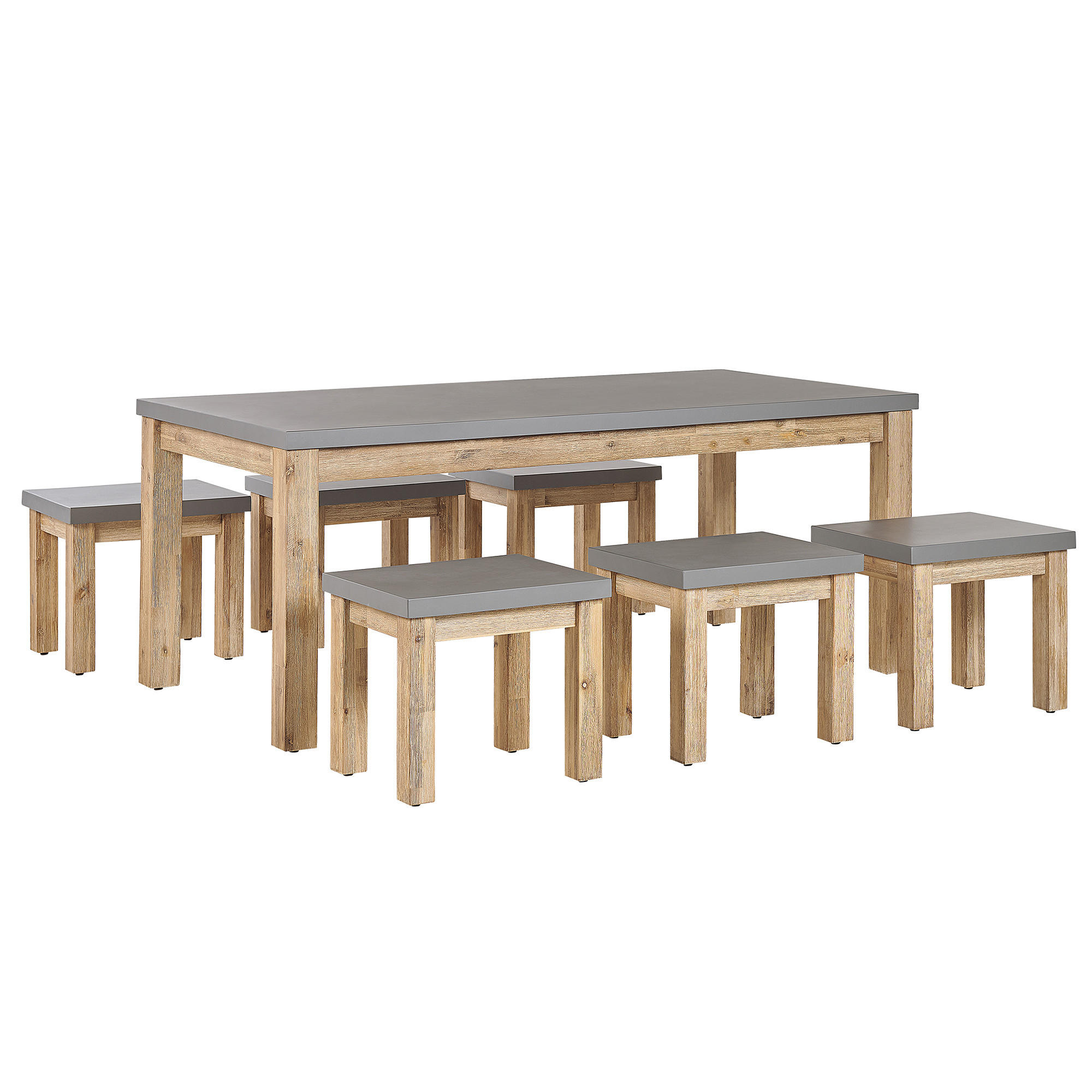 GARTENMÖBEL-SET 6-Sitzer Beton/Akazienholz grau Ostuni - Grau, Stein - Beliani