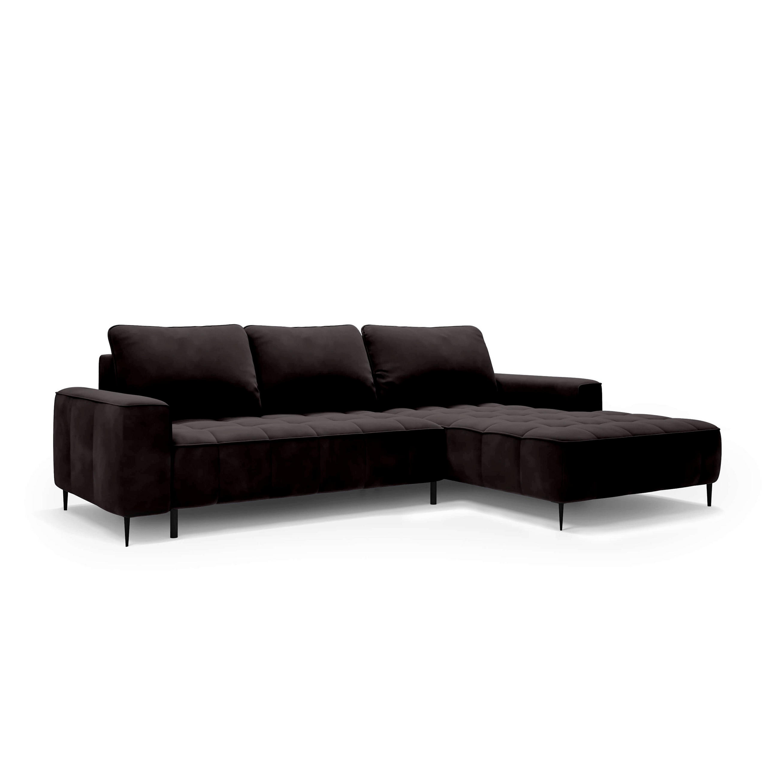 Pillovely Ecksofa Schwarz 280x90x166 cm