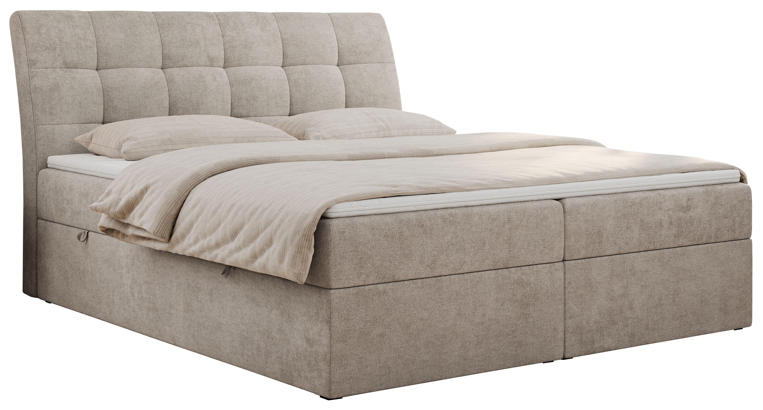 BOXBETT DIEGOS 160/200 Beige Struktur - H3 - Beige, Holz/Textil (160/200cm) - MKS