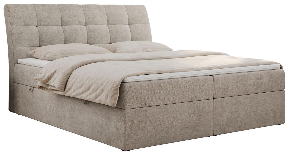 BOXBETT DIEGOS 160/200 Beige Struktur - H3 - Beige, Holz/Textil (160/200cm) - MKS