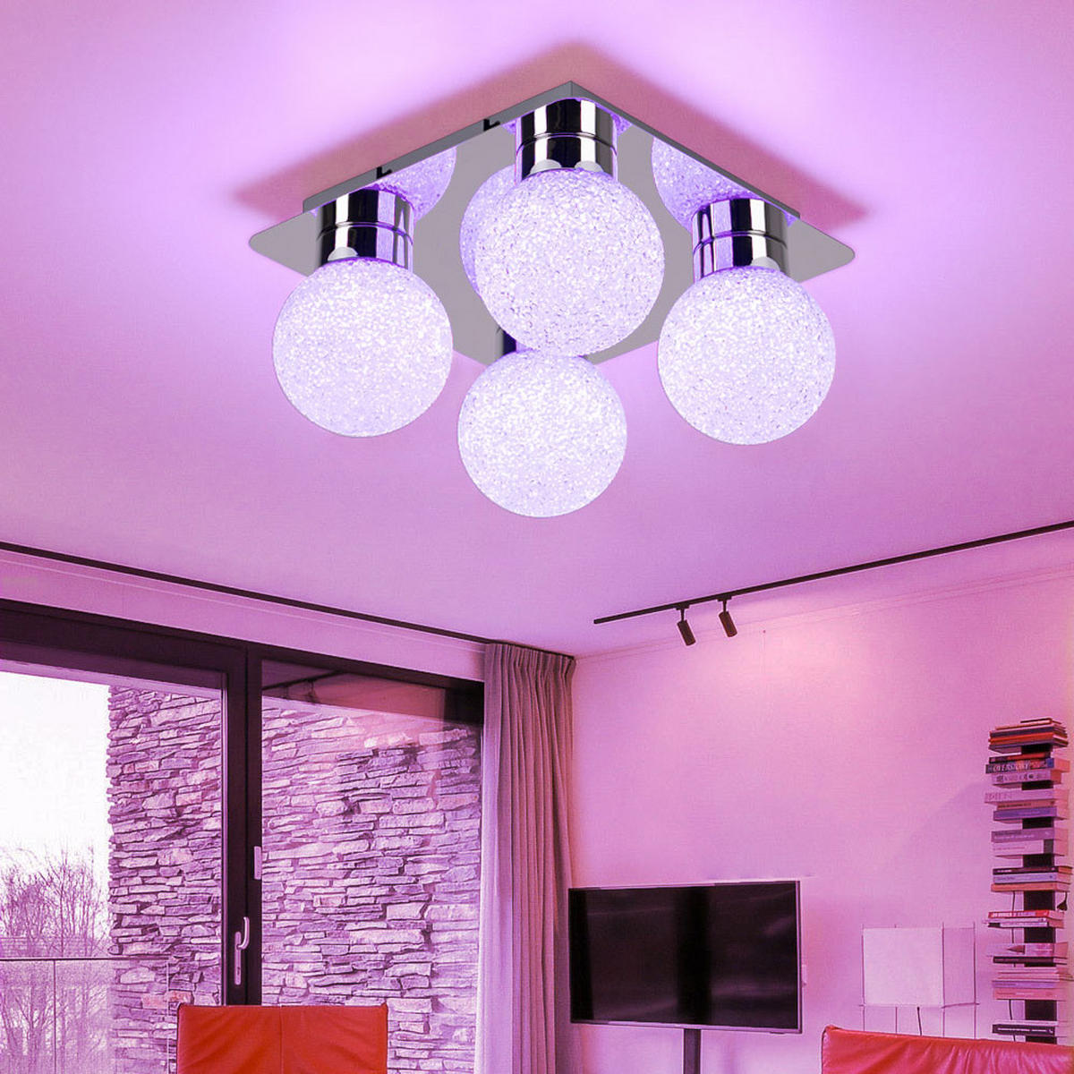 LED DECKENLEUCHTE Kugeln Silber Chrom - Silberfarben, Metall (25/25/15cm)