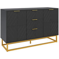 SIDEBOARD Schwarz-Gold, 2 Türen, 3 Schubladen, 120/40/76 cm - Schwarz, Holz (120/76/40cm) - PANGIVO