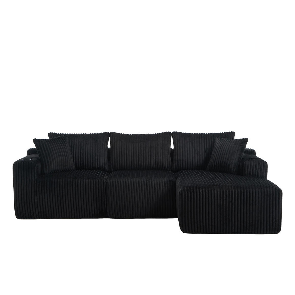 MODULARES 257x160cm Beige Getränkehalter - Schwarz, Textil (160/257cm) - Raelunyi