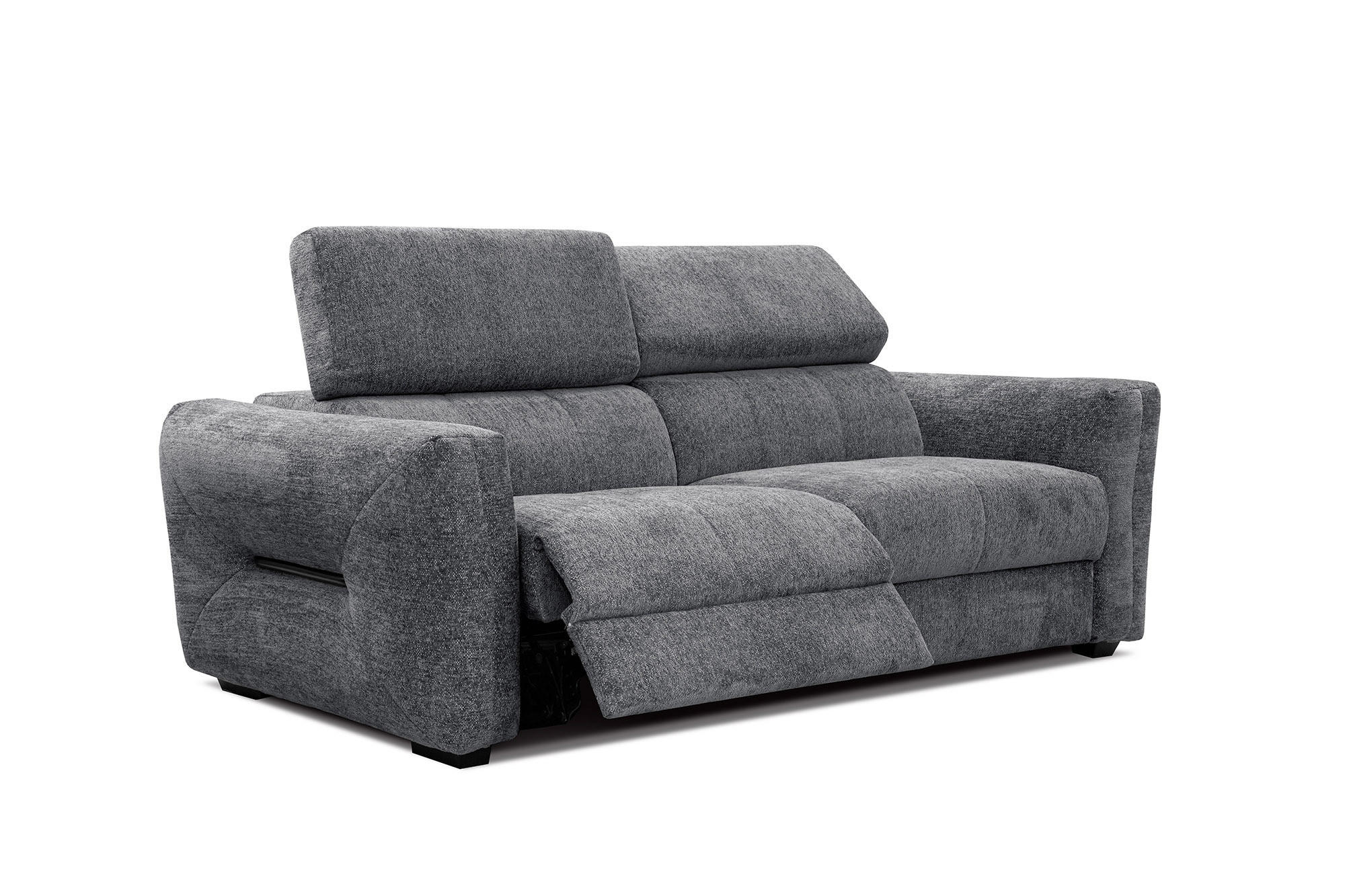 SOFA CALVERA 3-Sitzer mit 2 Relaxfunktionen, graphitfarben - Graphitfarben, Holzwerkstoff/Textil (204/79/106cm) - Courtois Laville