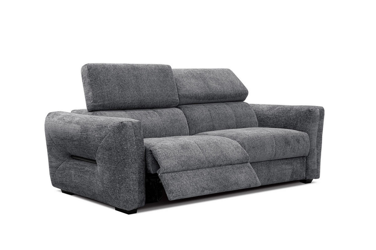SOFA CALVERA 3-Sitzer mit 2 Relaxfunktionen, graphitfarben - Graphitfarben, Holzwerkstoff/Textil (204/79/106cm) - Courtois Laville