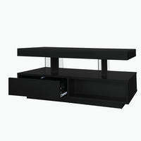 COUCHTISCH DE-37462 rechteckig mit LED-Beleuchtung Schwarz - Schwarz, Holzwerkstoff (95/50/42.5cm) - ComfortXL