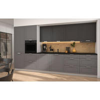 KÜCHENLEERBLOCK Kvantum weiß / dust grey & graphit matt 360 / 59 / 207cm 10-teilig - Graphitfarben/Grau, Holzwerkstoff/Metall (360/207/60cm) - Feldmann-Wohnen