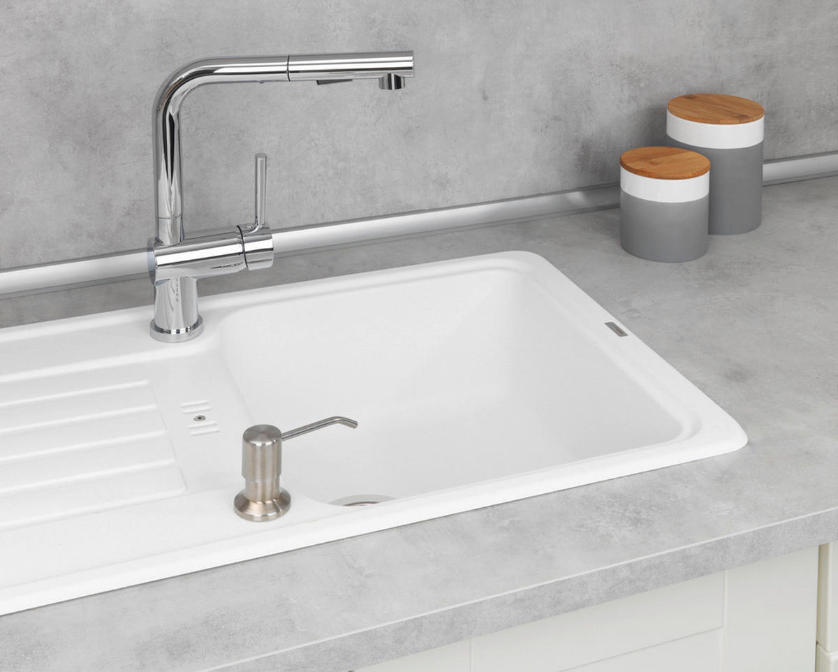 SEIFENSPENDER in -Arbeitsplatte Monti 400 ml 5,8/5,8/31 cm - Silberfarben, Kunststoff (5.8/31/5.8cm) - Wenko