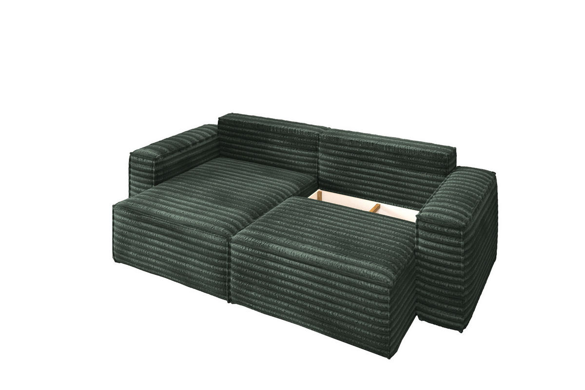ECKSCHLAFSOFA Bohoo-Ecksofa mit Schlaffunktion stoff Velo Grün Links - Grün, Holz/Textil (140/248cm) - Kaiser Möbel
