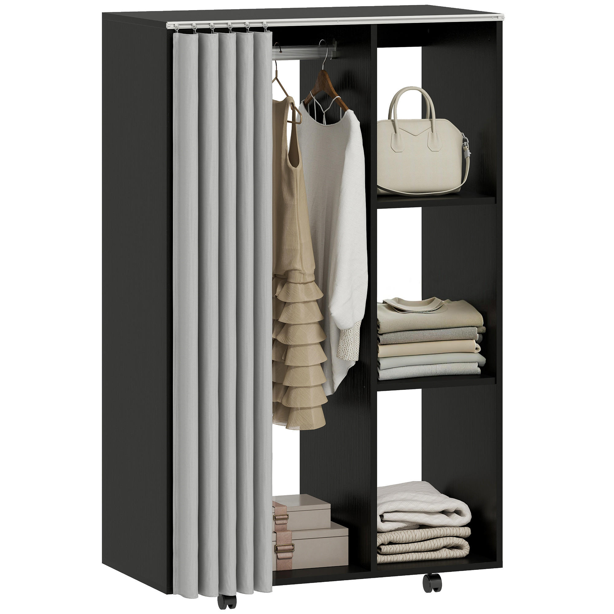 KLEIDERSCHRANK Schwarz 1 Stück - Schwarz, Holzwerkstoff (40/128/80cm) - GiPP