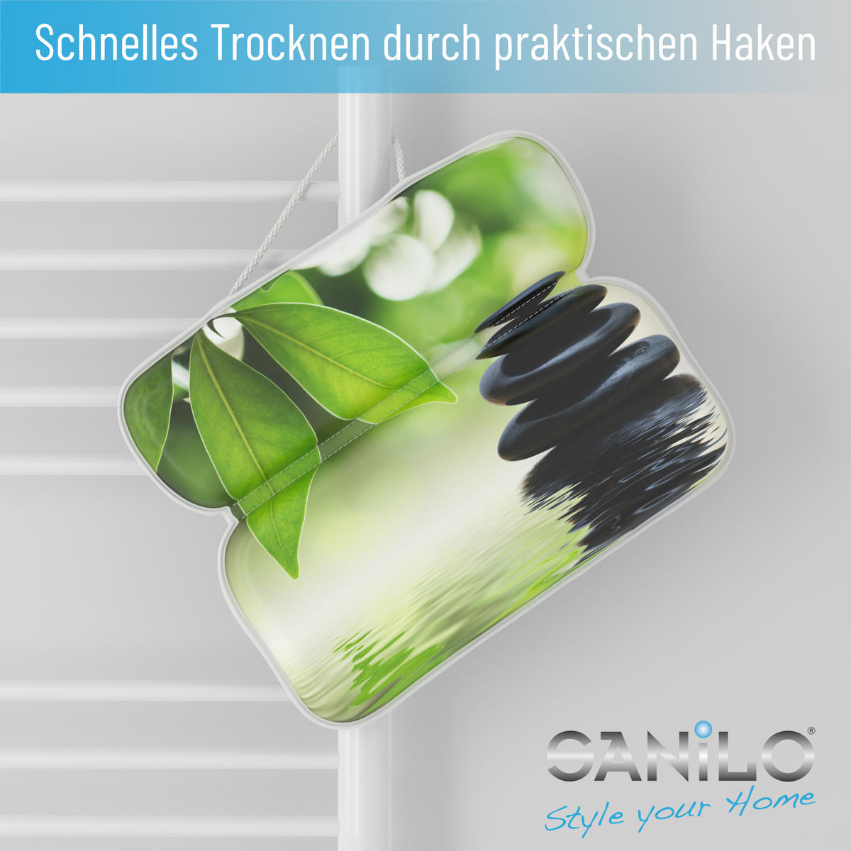 BADEWANNENKISSEN Harmony - Grün, Kunststoff (39/5.5cm) - Sanilo