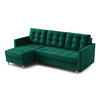 ECKSOFA DIVO Kronos L-förm, Schlaffunktion, elegantes Design, hochwertige Materialien, lose Rückenkissen, freistehend, LINKS 144x224x95 cm Green - Grün, Holz/Textil (144/224cm) - DomoHome