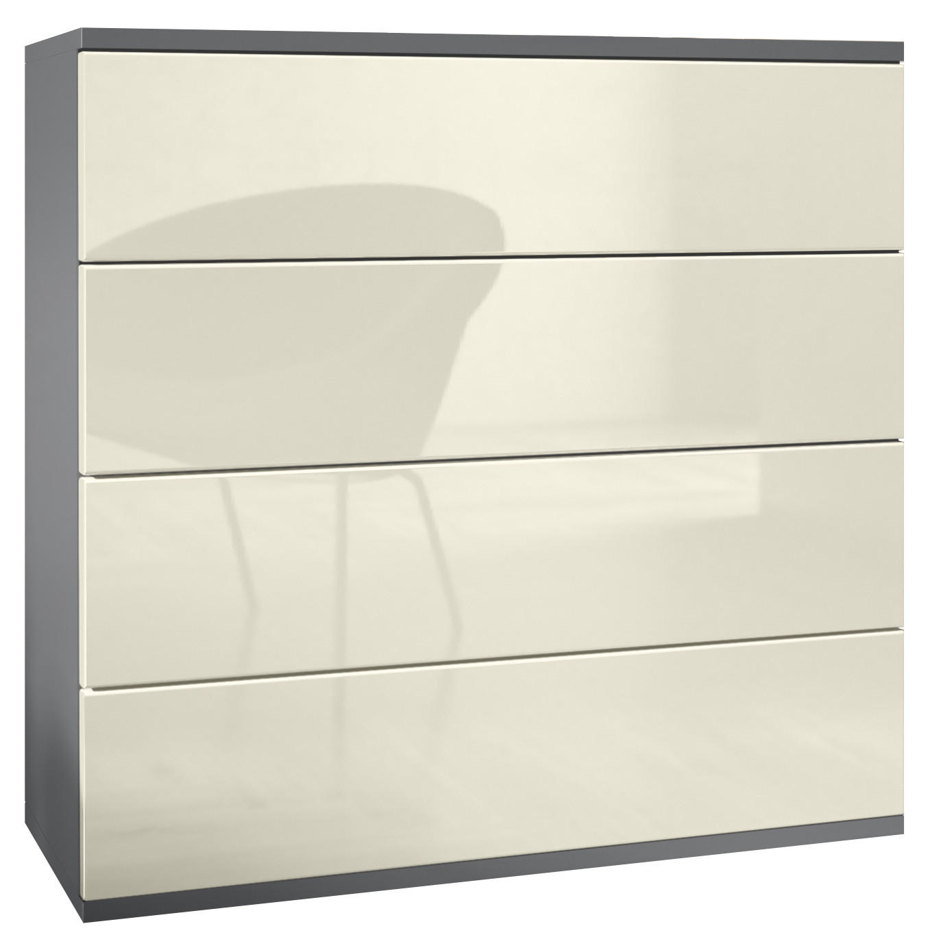 KOMMODE Pavos Creme Hochglanz - Creme, Holzwerkstoff (76/76/35cm) - Vladon