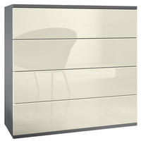 KOMMODE Pavos Creme Hochglanz - Creme, Holzwerkstoff (76/76/35cm) - Vladon