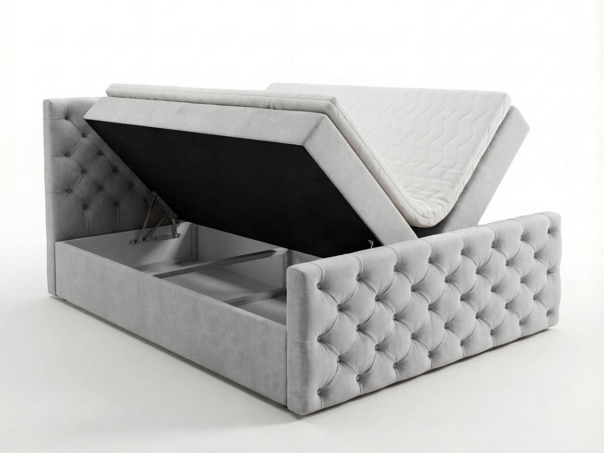 BOXBETT Montego 180x200 Hellgrau - Hellgrau, Holz/Textil (180/200cm) - Graingold