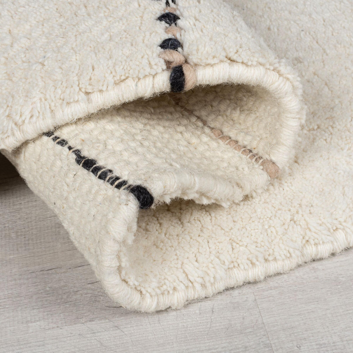 WOLLTEPPICH Linienstreifen Muster, Streifen, Wohnzimmer Beige-Schwarz Rechteckig 120x170 - Beige, Textil (120/170cm) - KADIMA DESIGN