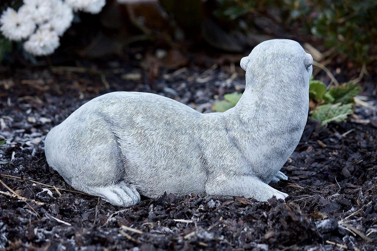 STEINFIGUR Otter, Frostfest massiver Steinguss - Grau, Stein (27/17/17cm) - stoneandstyle