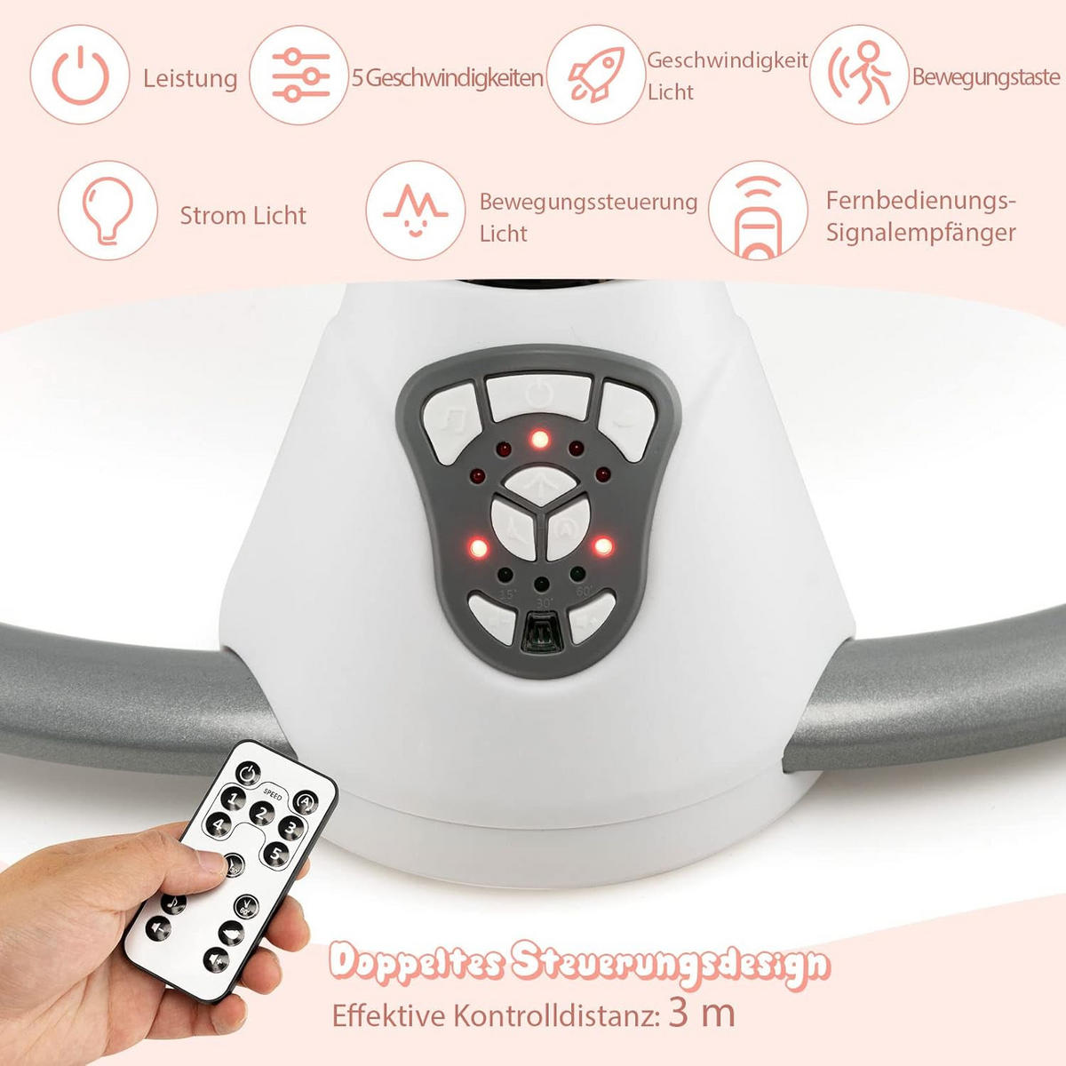 BABYSCHAUKEL Grau - Grau, Metall - COSTWAY