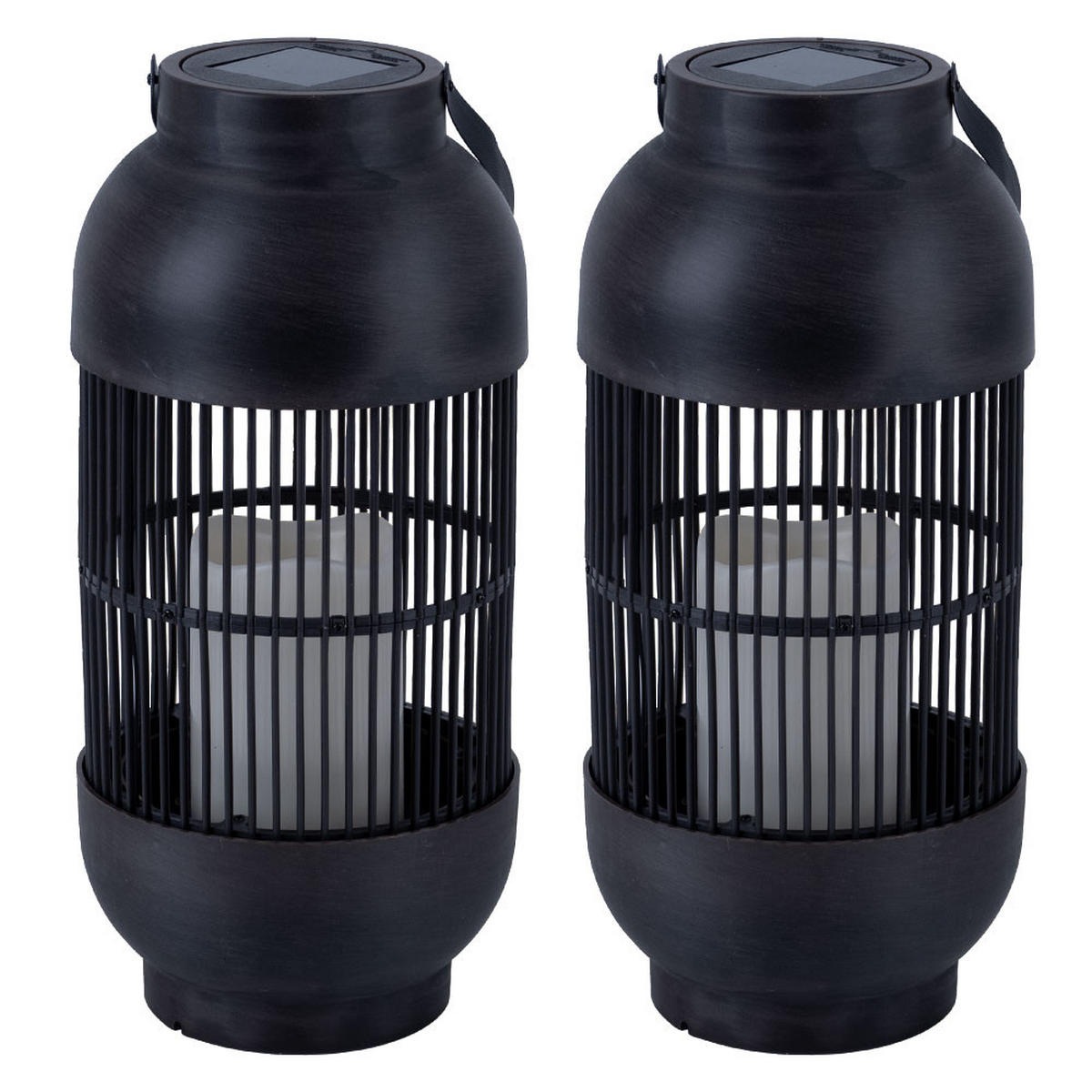 LED AUSSENLEUCHTE Solar Tischleuchte Schwarz 2er Set - Schwarz, Kunststoff (14.5/33/14.5cm)