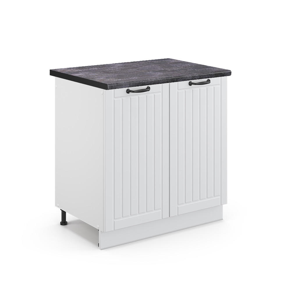 SPÜLENUNTERSCHRANK Fame-Line Weiß Landhaus 80 cm, AP Anthrazit - Creme/Weiß, Holzwerkstoff (80/82/60cm) - Vicco