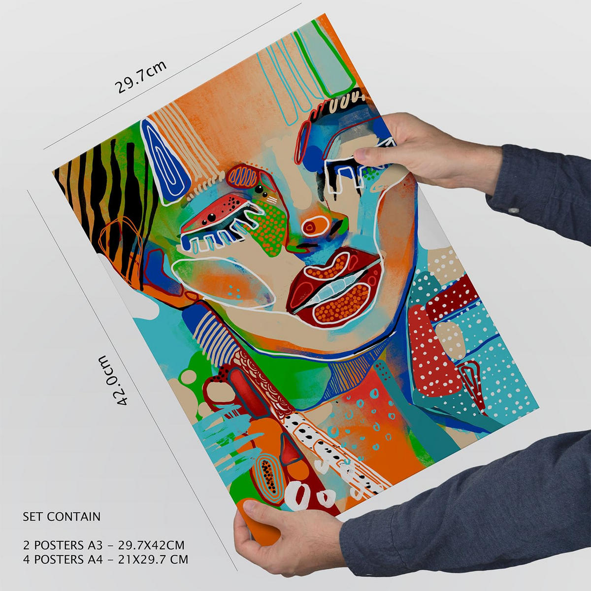 POSTER Set Mit 6 Lady Mazarelli In Weibliche Zusammenfassung A3 & A4 Rahmenlos - Klar, Papier (29/3cm) - Nacnic