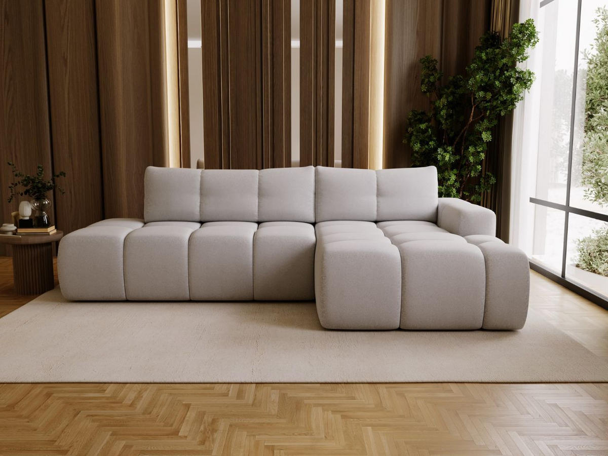 ECKSOFA Montero Bouclé-Stoff Grau Rechts - Grau, Holz/Textil (280/177cm) - Graingold