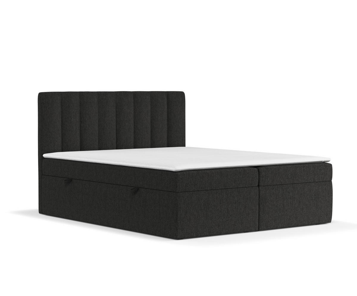BOXBETT Novento Schwarz 140/200 cm mit Matratze und Topper - Schwarz, Holz/Holzwerkstoff (140/200cm) - Maison de Reve