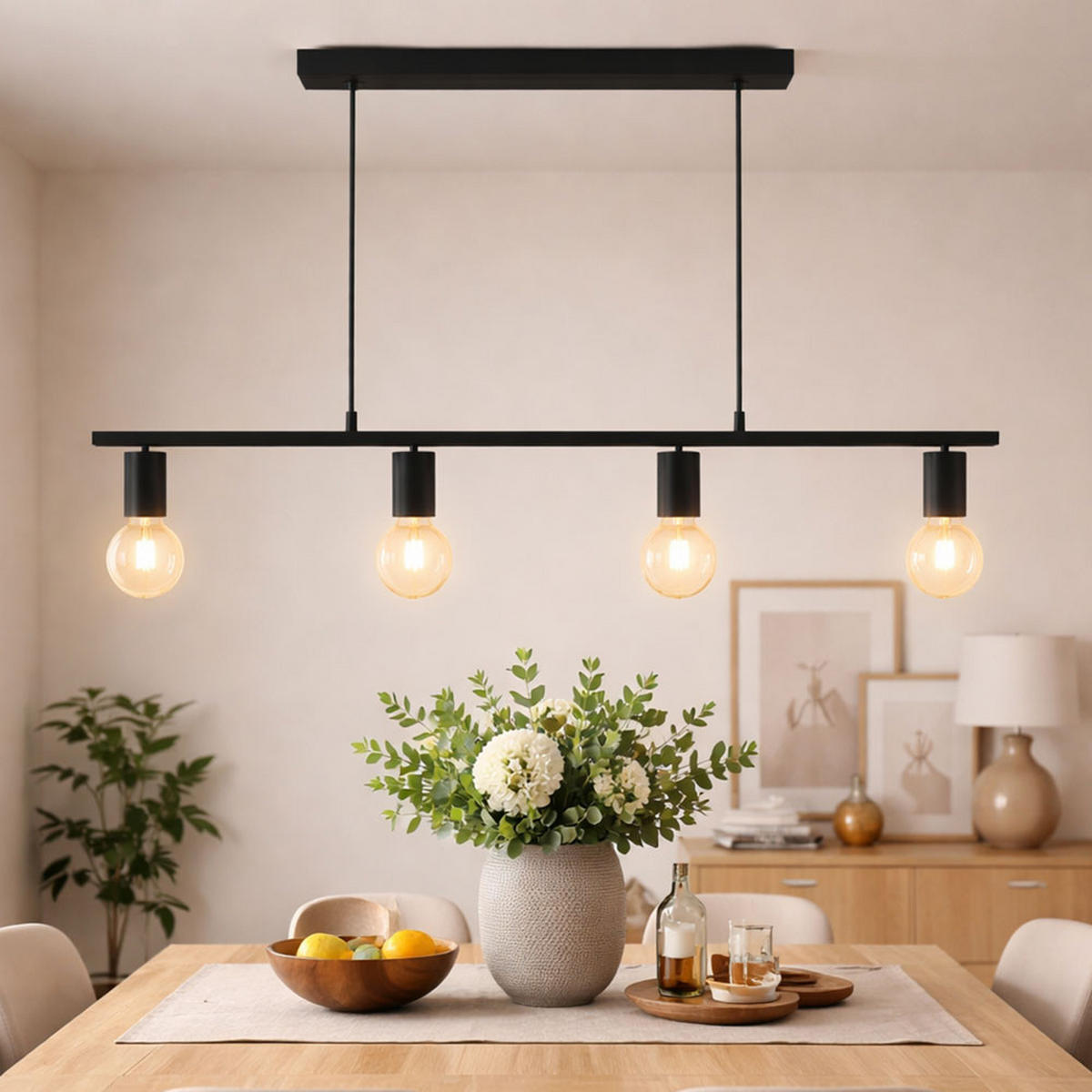 HÄNGELEUCHTE Metall Schwarz MARTHA - Schwarz, Metall (80/5.2/120cm) - Globo Lighting