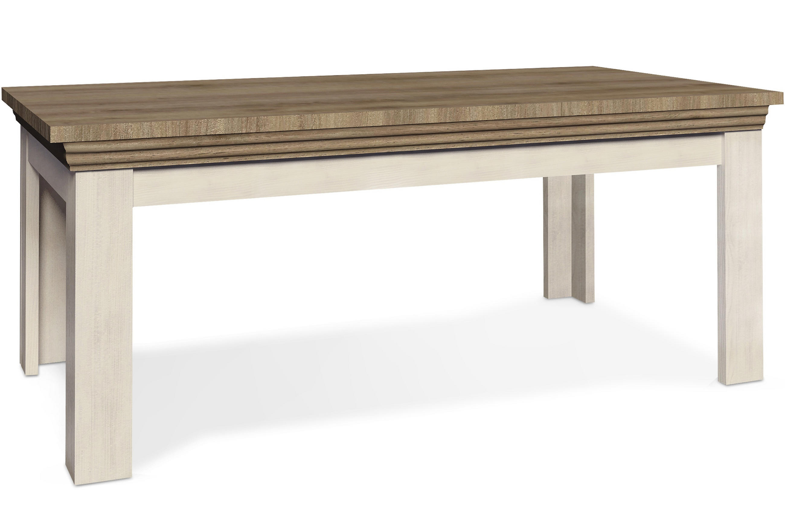 COUCHTISCH ARVEN Englischer Stil, cremeweiß - Eichefarben/Creme, Holz (60/90/50cm) - KONSIMO®
