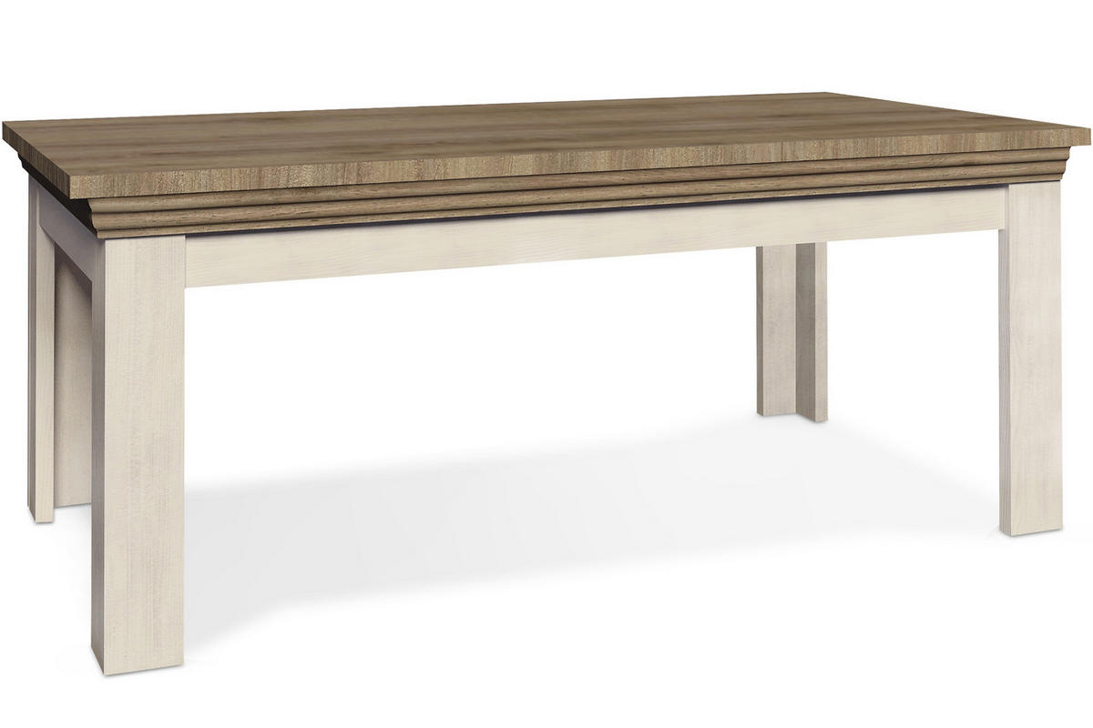 COUCHTISCH ARVEN Englischer Stil, cremeweiß - Eichefarben/Creme, Holz (60/90/50cm) - KONSIMO®