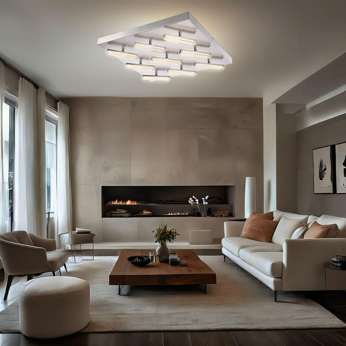 LED DECKENLEUCHTE Metall Silber 9 Flammig - Silberfarben, Metall (55/55/9cm) - Globo Lighting