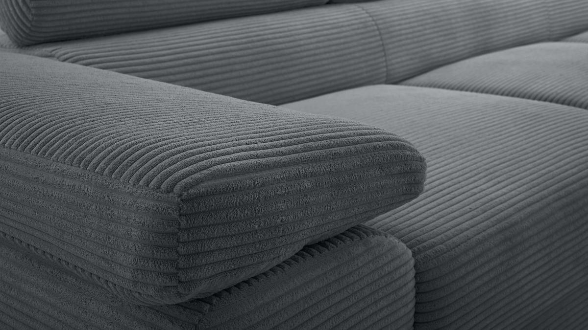 ECKSOFA L Form Arborio Dunkelgrau 280/203/90 cm Rechts mit Schlaffunktion - Dunkelgrau/Schwarz, Textil/Metall (280/203cm) - AX Living