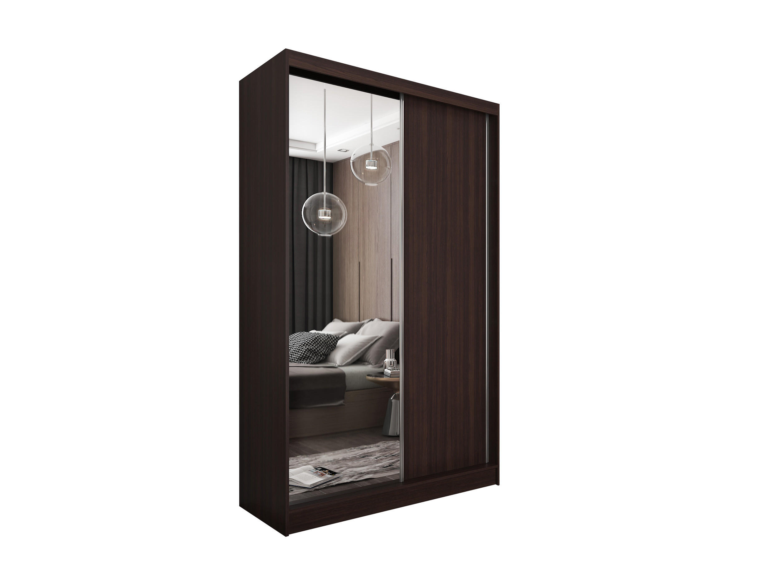 SCHWEBETÜRENSCHRANK PATRIZIA 120/216/61 cm 2-türig mit Spiegel Wengefarben - Wengefarben, Holzwerkstoff (120/216/61cm) - MASSENO