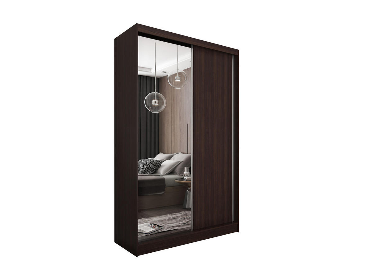 SCHWEBETÜRENSCHRANK PATRIZIA 120/216/61 cm 2-türig mit Spiegel Wengefarben - Wengefarben, Holzwerkstoff (120/216/61cm) - MASSENO