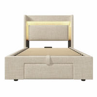 POLSTERBETT 90/200 cm Beige - Beige, Holz/Metall
