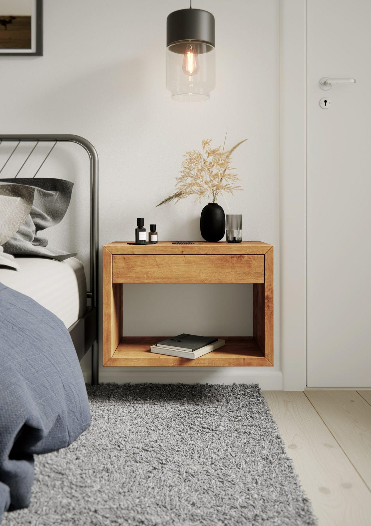 NACHTTISCH Hugo, Eiche, 30/55/39 cm - Eichefarben, Holz (55/39/30cm) - WOODEK