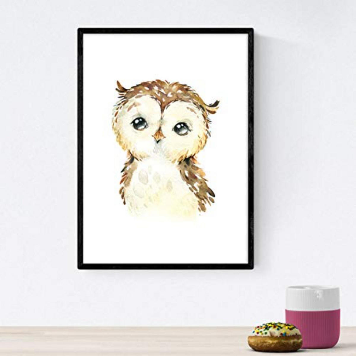 POSTER Set mit 4 Hyena Stinktier Eule und Hirsche A4 Rahmenlos - Klar, Papier (29.7/3cm) - Nacnic