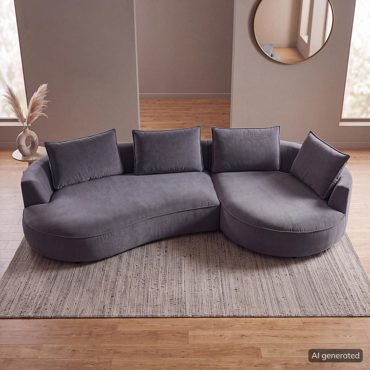 BIGSOFA - Grau, Kunststoff/Textil (322/82/154cm) - home24