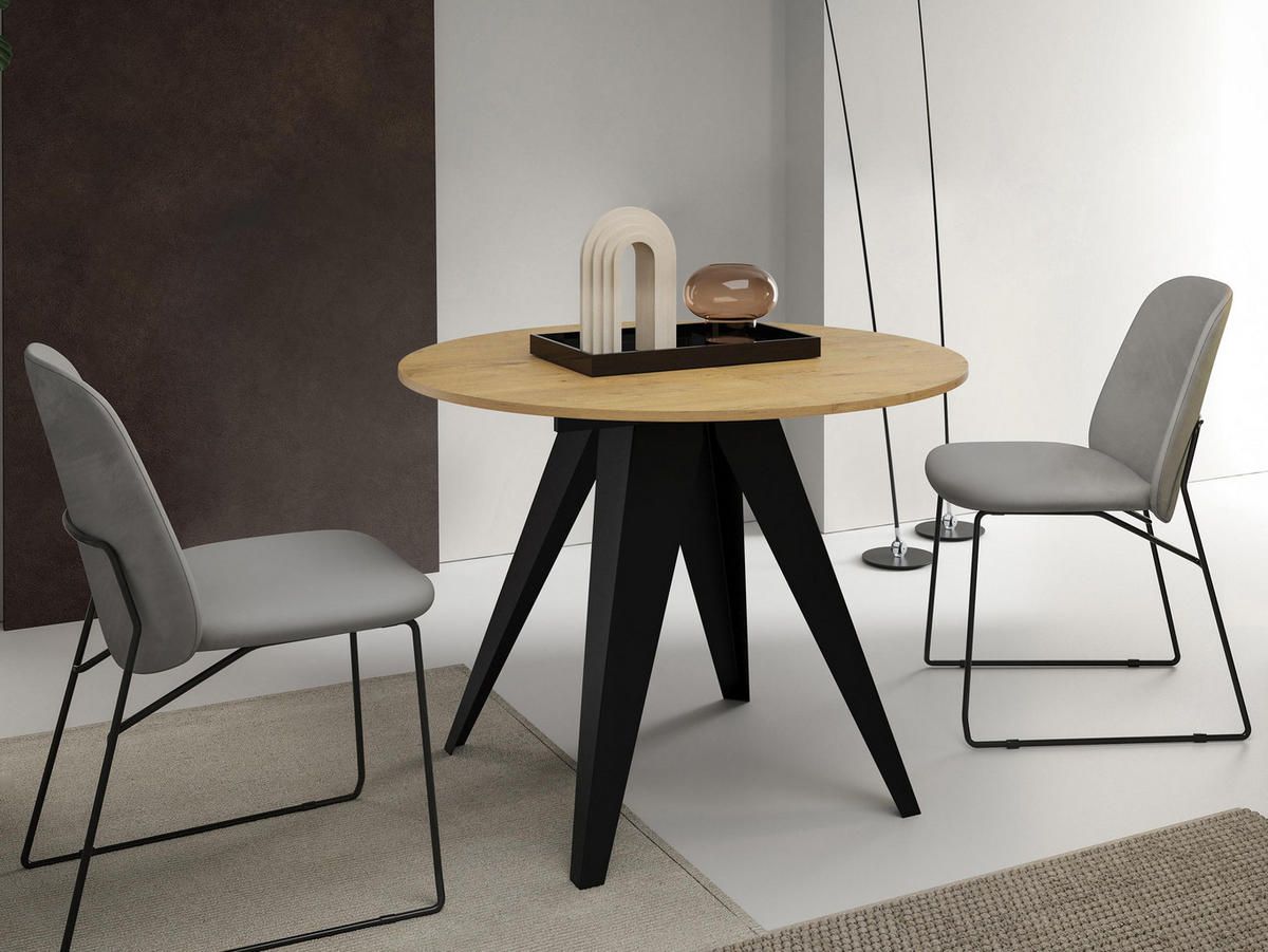 TISCH Gerda 90 - Schwarz/Naturfarben, Holzwerkstoff/Metall (90/90/76cm) - MIRJAN24