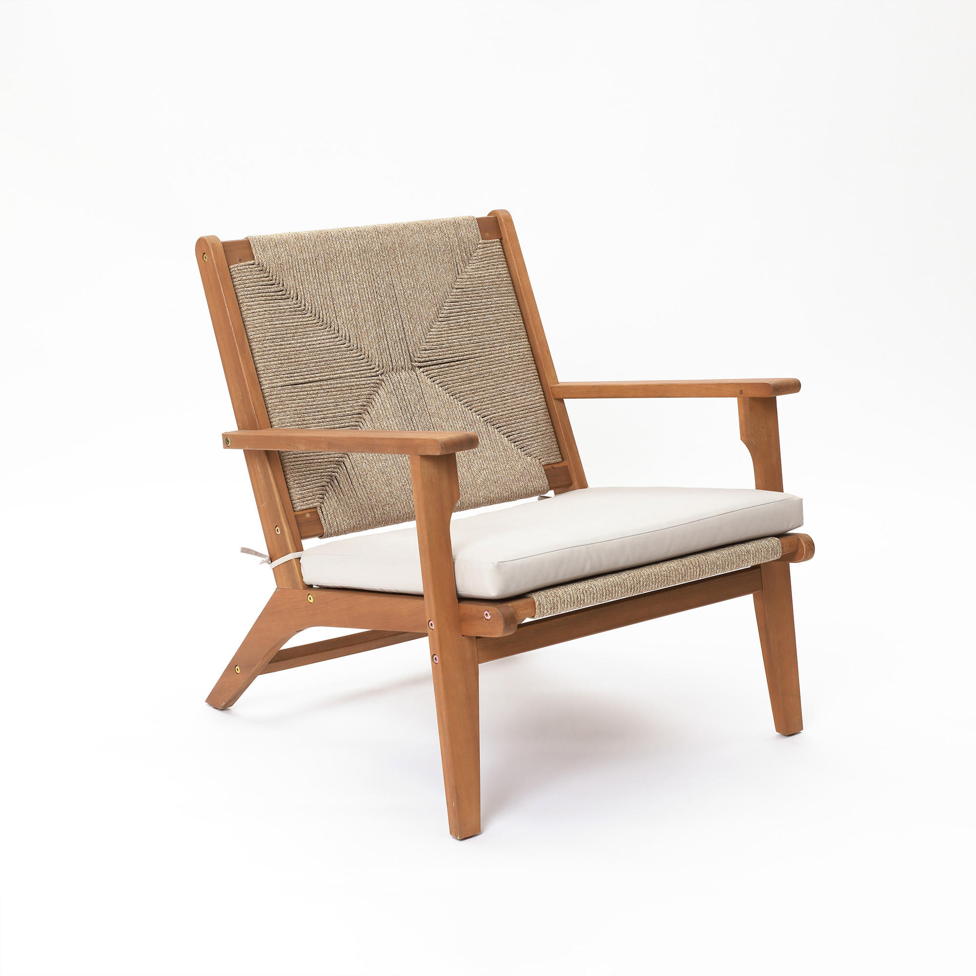 73CM Outdoor-Ess- und Terrassenstuhl aus Akazienholz mit Kissen - Ahornfarben, Holz (73/73/64.5cm) - Hometopia